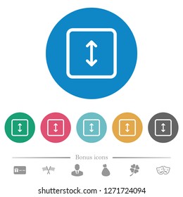 Adjust object height flat white icons on round color backgrounds. 6 bonus icons included.