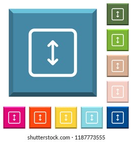 Adjust object height white icons on edged square buttons in various trendy colors