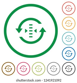 Adjust refresh rate flat color icons in round outlines on white background