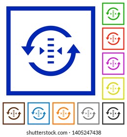 Adjust refresh rate flat color icons in square frames on white background