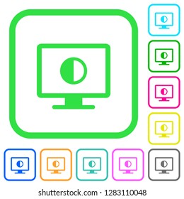 Adjust screen contrast vivid colored flat icons in curved borders on white background
