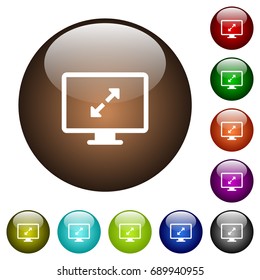 Adjust screen resolution white icons on round color glass buttons
