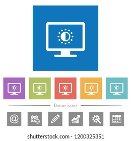 Adjust screen saturation flat white icons in square backgrounds. 6 bonus icons included.