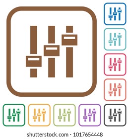 Adjust simple icons in color rounded square frames on white background