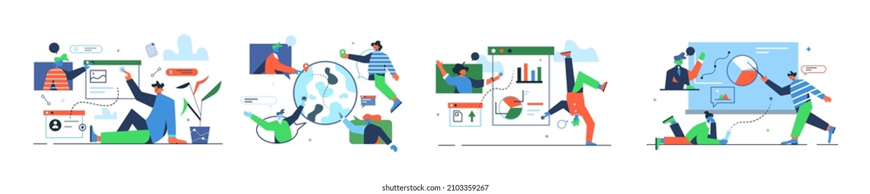 Adjust site location manage statistics vector illustration. Control via digital devices flat style. Growth, development, technology concept