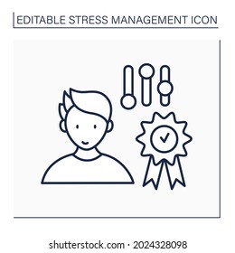 Icono de la línea de normas. Normas razonables. Creencia en si misma. Requisitos razonables para la adopción de medidas. Concepto de salud mental. Ilustración vectorial aislada. Trazo editable