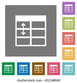 Adjust table row height flat icon set on color square background.