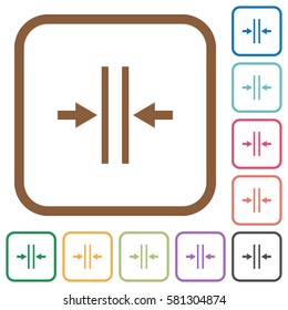 Adjust text column gutter simple icons in color rounded square frames on white background