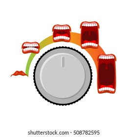 Adjust volume. shout level. Stage ora. Open mouth with tongue and teeth. Changes in sound level. Turning control knob. meter audio
