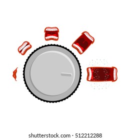 Adjust volume. shout level. Stage scream. Open mouth with tongue and teeth. Changes in sound level. Turning control knob. meter audio
