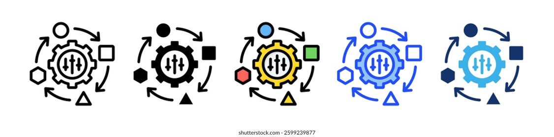 Adjustability Icon Set With Multiple Style Collection