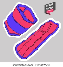 Adjustable Ankle Weights for leg and arm. Gym. Equipment. Fitness routine. Active lifestyle. Hand drawn colorful illustration. Sticker for printing. High resolution. Vector EPS10 and IPG