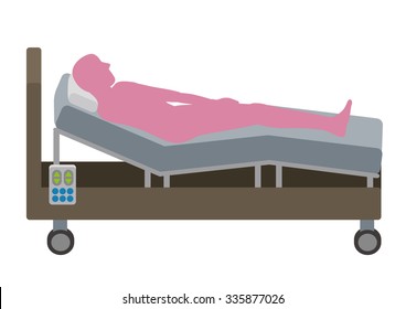 Adjustable Bed and human silhouette, vector illustration