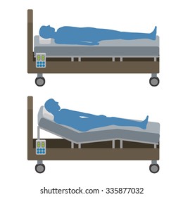 Adjustable Bed and human silhouette, vector illustration