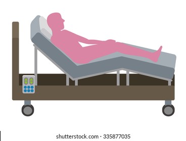 Adjustable Bed and human silhouette, vector illustration