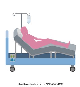 Adjustable bed and intravenous drip, vector illustration