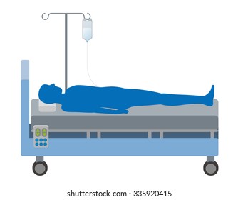 Adjustable bed and intravenous drip, vector illustration