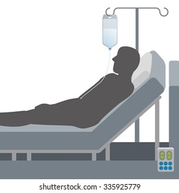 Adjustable bed and intravenous drip, vector illustration