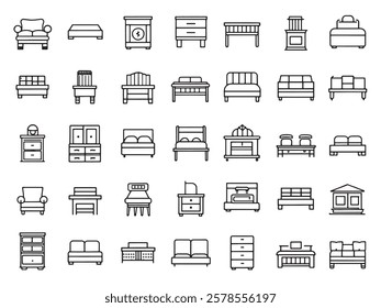 Adjustable Bed Line Art Icon Features