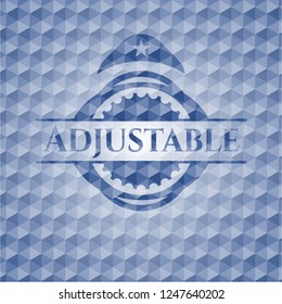 Adjustable blue hexagon emblem.