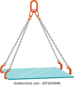 adjustable chain slings and holds the glass