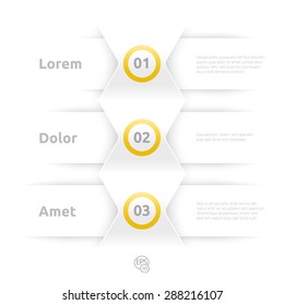 Adjustable Composition of an Abstract Geometric White Paper Background Based List Elements, Content and Menu Field for Numbering or for Web, Print, Brochure or for Info graphics