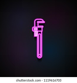 adjustable construction key icon. Element of Home repair tool icons for mobile concept and web apps. Neon adjustable construction key icon can be used for web and mobile on dark gradient background