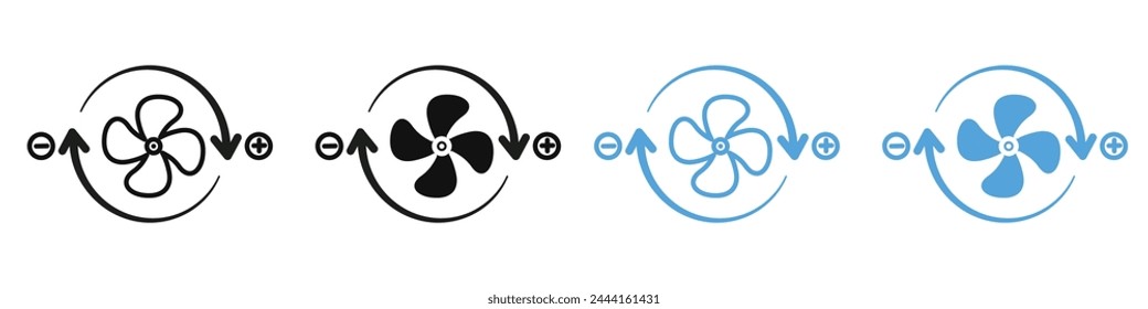 Adjustable Cooling Fan Icons for Efficient Air Flow and Climate Control in Vector Format