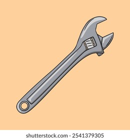 adjustable crescent wrench isolated on orange background