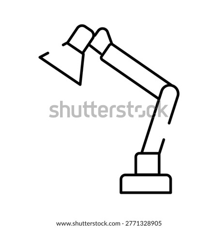 Adjustable desk lamp casting focused light for work, study, and home office tasks, minimalist line art icon representing productivity, learning, creativity, and focused thinking