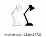 Adjustable Desk Lamp Vector Icon.Desk Lamp Black and White Silhouette.Minimalist Desk Lamp Outline Illustration isolated on white background