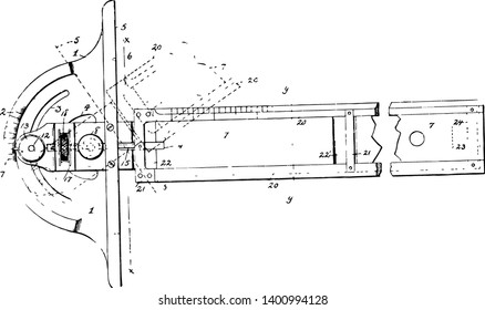 Adjustable Drafting T to Square is a short crosspiece that slides along the edge of the drawing board it is the blade member and cross member can be adjusted and secured vintage line drawing