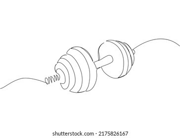 Adjustable Dumbbell one line art. Continuous line drawing of sport, strength, power, fitness, activity, active, muscular, wellness, weightlifting, weight, workout, athlete, kettlebell, muscle.