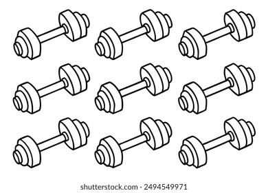 Adjustable Dumbbells Art Art Original Line Illustration Techniques