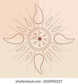 Adjustable EPS file. Mystical sun icons minimalist in boho style.