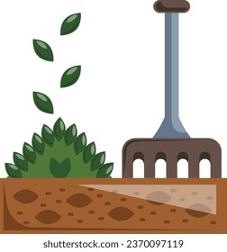 Adjustable Garden Rake for Leaves concept,  bamboo teeth hand-rake vector color icon design, Lawn and Gardening symbol, Farm and Plant sign, agriculture and horticulture equipment stock illustration