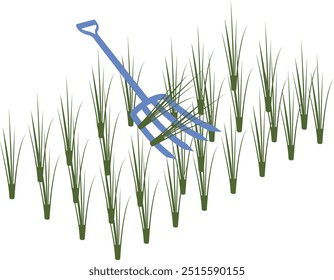 Adjustable Garden Rake for Leaves isometric concept,  bamboo teeth hand-rake vector icon design, Lawn Gardening symbol, Farm and Plant sign, agriculture and horticulture equipment stock illustration