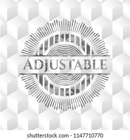 Adjustable grey emblem with geometric cube white background