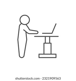 Adjustable height desk line icon