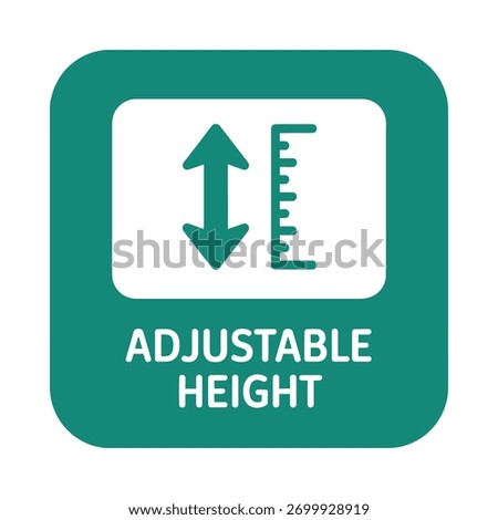 Adjustable height icon symbol with up and down arrows and ruler