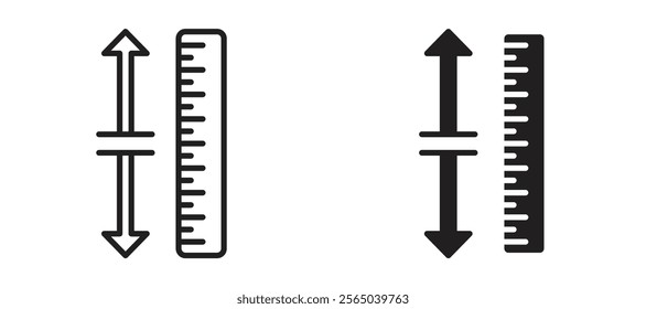 Adjustable height icons in outline and fill. vector illustration for ui.