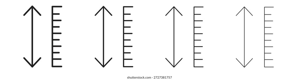 Iconos ajustables de la altura Signo del símbolo del Vector del contorno