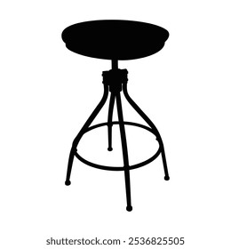 Adjustable Height Swivel Round Bar Stool silhouette vector illustration