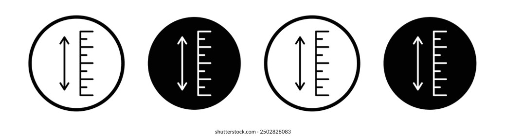 Adjustable height vector icon set black filled and outlined style.