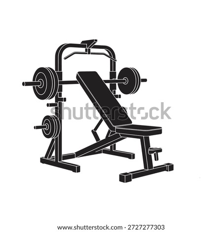 Adjustable incline bench press machine with barbell weights