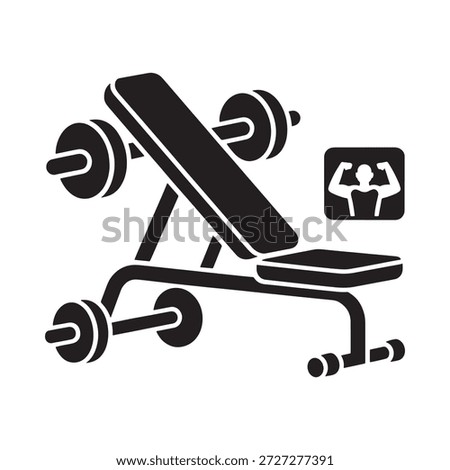Adjustable incline dumbbell bench press with dumbbells and fitness icon