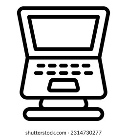 Vector de contorno de icono ajustable de la base del portátil. Trabajo de escritorio. Examen de la reunión
