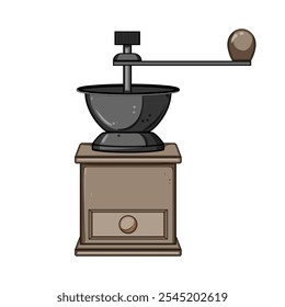 adjustable manual coffee grinder cartoon. ceramic steel, compact travel, precision conical adjustable manual coffee grinder sign. isolated symbol vector illustration