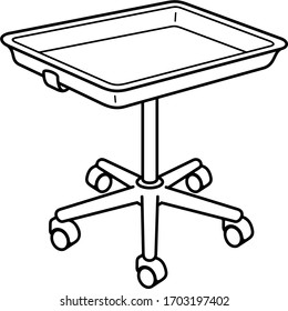 Einstellbarer medizinischer Instrumentenstand. Umriss-Symbol der Vektorillustration. 