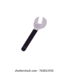 Adjustable metal wrench, spanner, plumber, mechanic, repairman tool, cartoon vector illustration isolated on white background. Cartoon picture of nut wrench, spanner tool